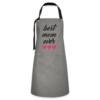 Beste Mutter aller Zeiten - Kontrastschürze - Grau/Schwarz - Vorne - Zoe (177cm)