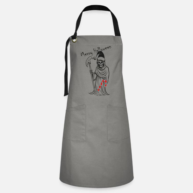 Grim Reaper with Candy Cane Halloween - Artisan Apron - grey/black