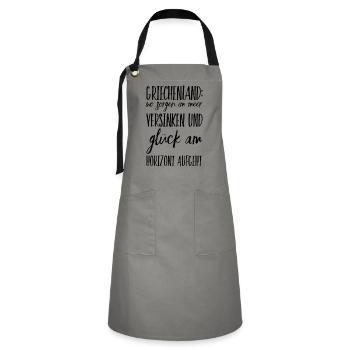 Lustiger Griechischer Spruch Griechenland Geschenk - Kontrastschürze - Grau/Schwarz - Vorne - Zoe (177cm)