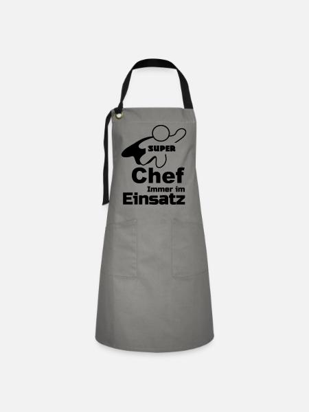 Super Chef Geschenk - Kontrastschürze - Grau/Schwarz