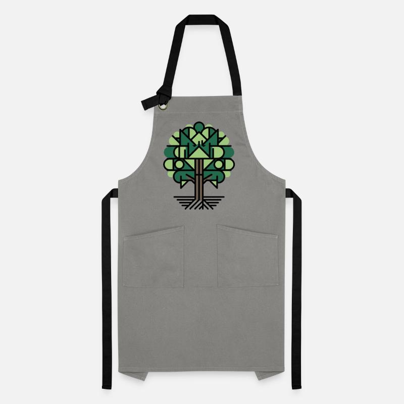 Geometric Tree Pattern Green Artisan Apron
