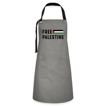 Freie Palästina Gaza-Flagge Arabische Freiheit - Kontrastschürze - Grau/Schwarz - Vorne - Zoe (177cm)