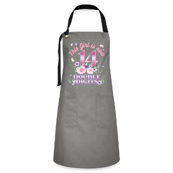 This Girl Is Now 14 Double Digits 14. - Artisan Apron - grey/black - Front - Zoe (177cm)