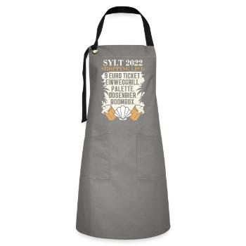 9€ ticket disposable grill pallet canned beer with - Artisan Apron - grey/black - Front - Zoe (177cm)