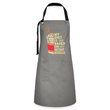 My Diet Is Instant Noodles | Ramen Lover Shirt | - Artisan Apron - grey/black - Front - Zoe (177cm)
