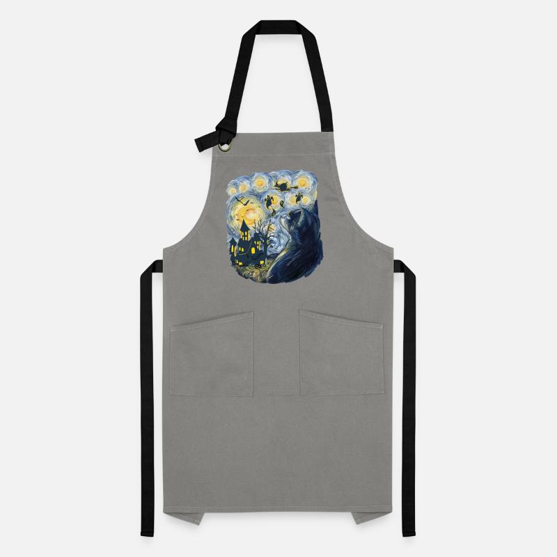 Spooky Evening With Pumpkins Ghosts Artisan Apron