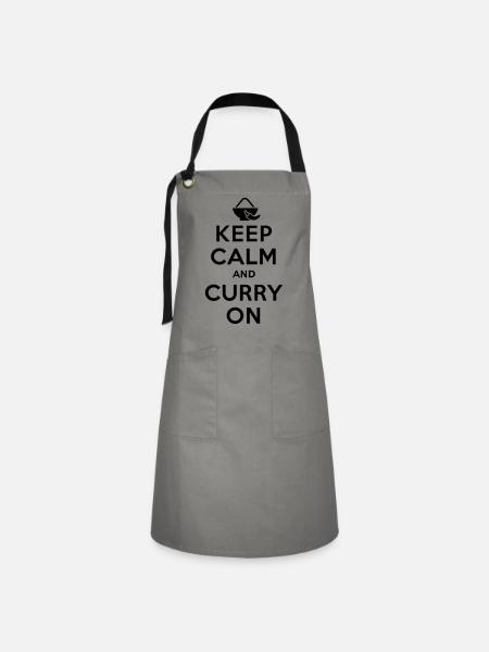 Keep calm and curry on - Kontrastschürze - Grau/Schwarz