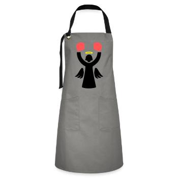 Boxer Angel Pictogram Funny - Artisan Apron - grey/black - Front - Zoe (177cm)