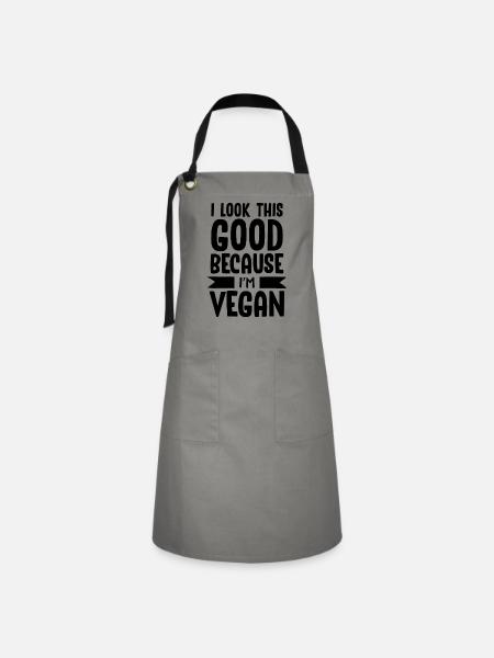 Vegan Veganer - Kontrastschürze - Grau/Schwarz