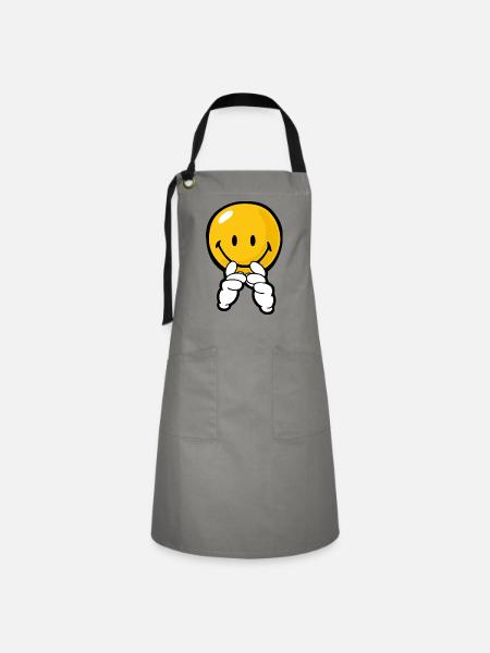 Smiley Confidence Expectation - Kontrastschürze - Grau/Schwarz