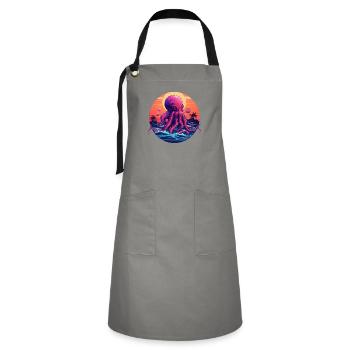 Octopus 80s synthwave 1 without stroke - Artisan Apron - grey/black - Front - Zoe (177cm)