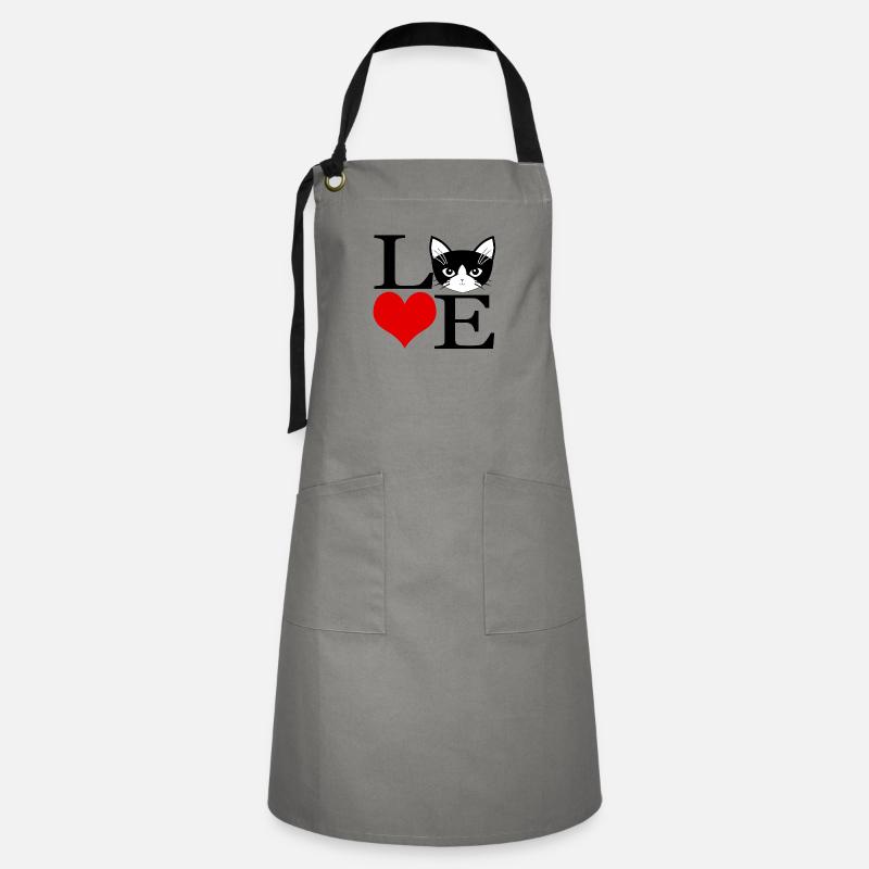 Love cat - Artisan Apron - grey/black