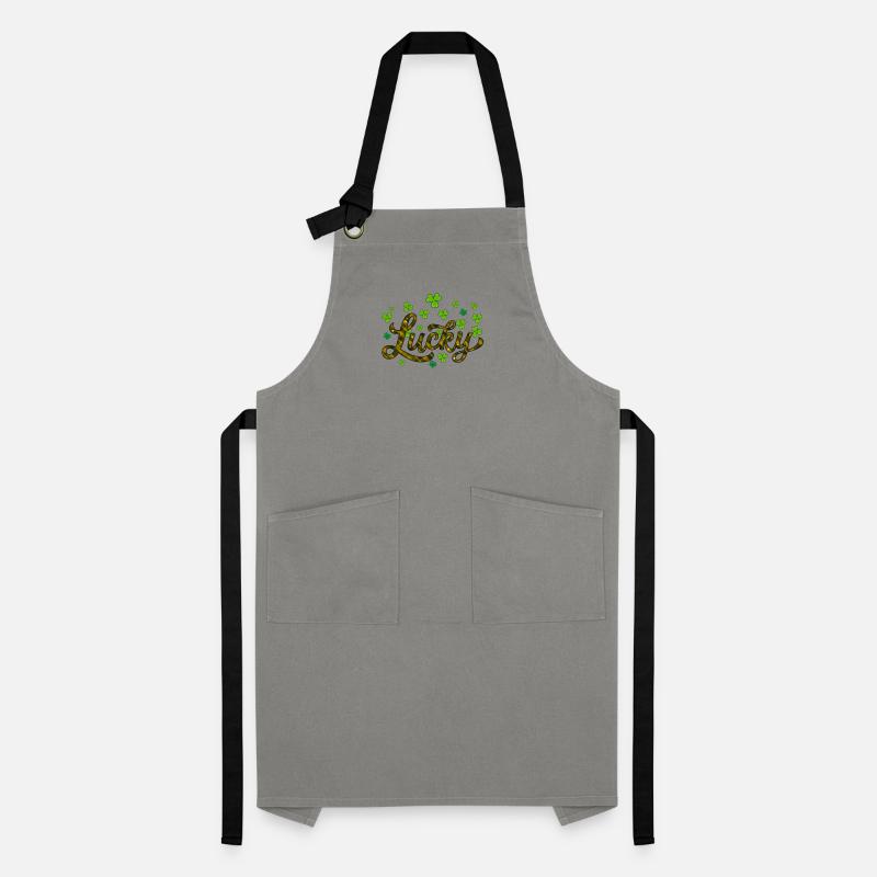 Lucky St Patricks Day, Leopard leaf clover Artisan Apron
