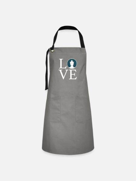 LOVE Langeoog - Kontrastschürze - Grau/Schwarz