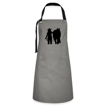 Western rider with horse customizable - Artisan Apron - grey/black - Front - Zoe (177cm)