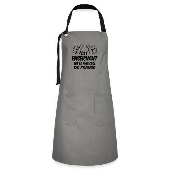 BESTER LEHRER - Kontrastschürze - Grau/Schwarz - Vorne - Zoe (177cm)