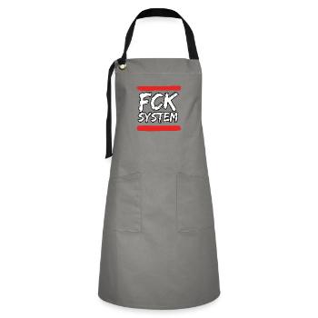 FCK SYSTEM - Kontrastschürze - Grau/Schwarz - Vorne - Zoe (177cm)