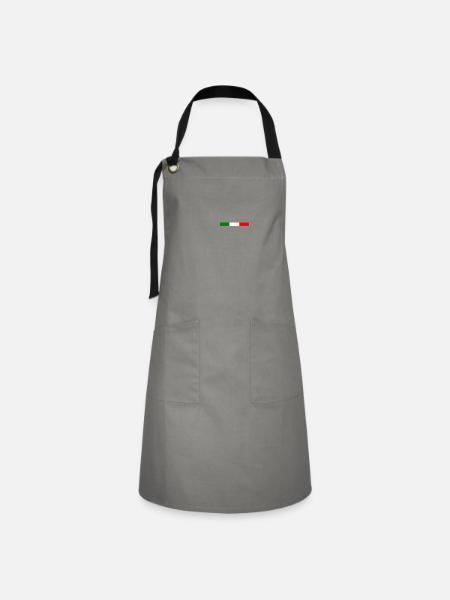 Italienische Flagge - Kontrastschürze - Grau/Schwarz