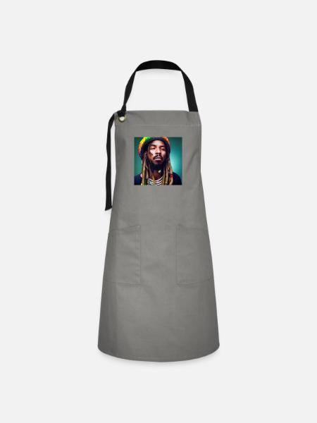 Rastafari-porträt - Kontrastschürze - Grau/Schwarz