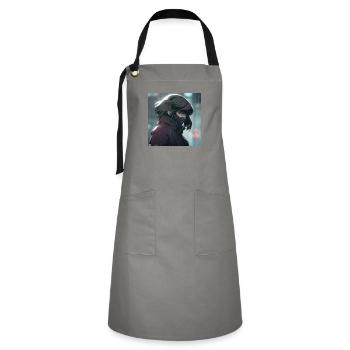 Cybernetic Mystery: Beautiful Anime Girl with a - Artisan Apron - grey/black - Front - Zoe (177cm)