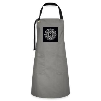Logo bitcoin noir blanc moderne - Tablier contrasté - gris/noir - Devant - Zoe (177cm)