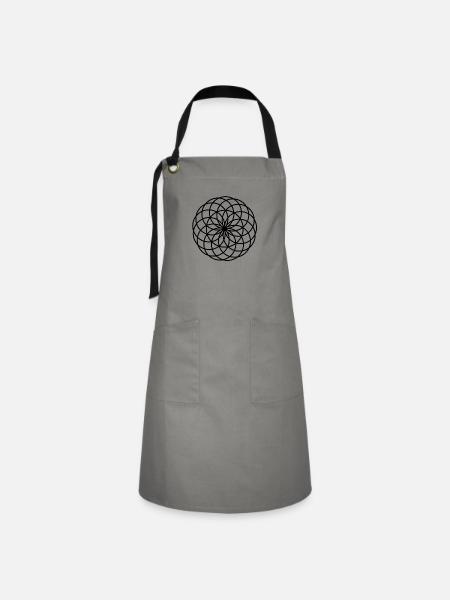 Lotus des Lebens Symbol - Kontrastschürze - Grau/Schwarz