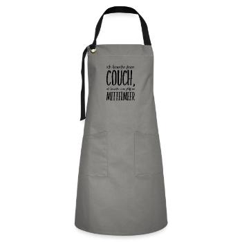 Lustiger Griechischer Spruch Griechenland Geschenk - Kontrastschürze - Grau/Schwarz - Vorne - Zoe (177cm)