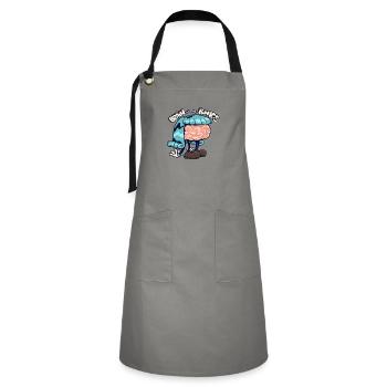 brain with bangs - Artisan Apron - grey/black - Front - Zoe (177cm)