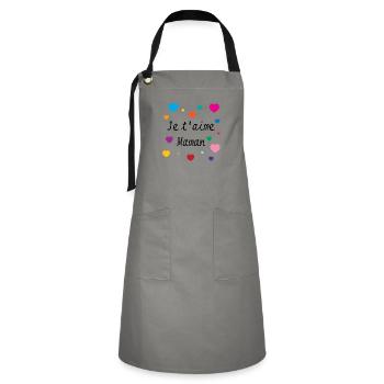 Je t'aime Maman - Artisan Apron - grey/black - Front - Zoe (177cm)