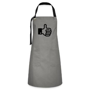 Daumen hoch / Thumb up - Kontrastschürze - Grau/Schwarz - Vorne - Zoe (177cm)