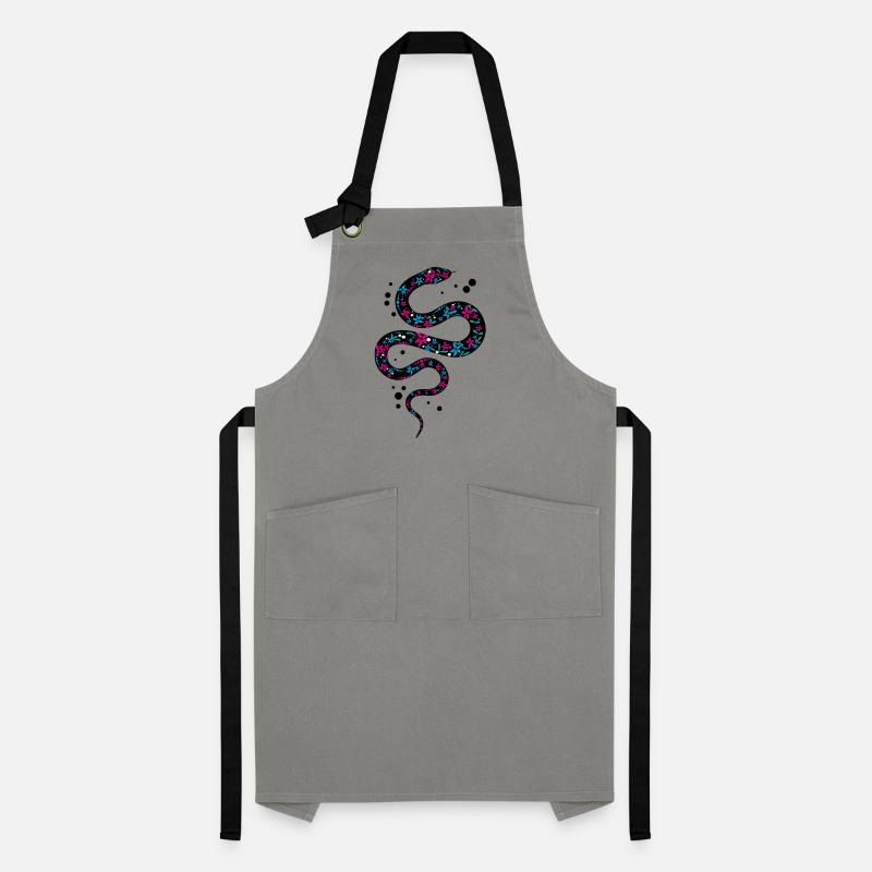 Black beautiful snake with pattern gift Artisan Apron