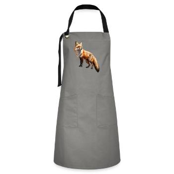 Roter Fuchs – Wildtier Alpen Design - Kontrastschürze - Grau/Schwarz - Vorne - Zoe (177cm)
