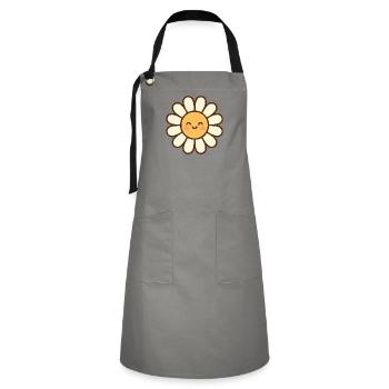 Daisy Strahlendes Lächeln - Kontrastschürze - Grau/Schwarz - Vorne - Zoe (177cm)