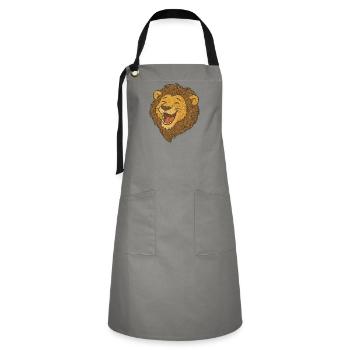 Loewe_der_lacht - Kontrastschürze - Grau/Schwarz - Vorne - Zoe (177cm)