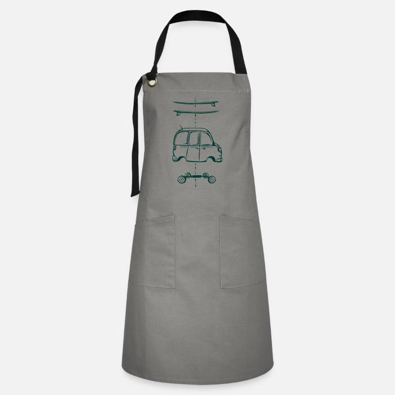 Camping Bus Construction Surfing - Artisan Apron - grey/black
