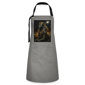 Cosmic Anubis Sphinx in Gold - Artisan Apron - grey/black - Front - Zoe (177cm)