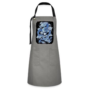 Dragon chinois - Tablier contrasté - gris/noir - Devant - Zoe (177cm)