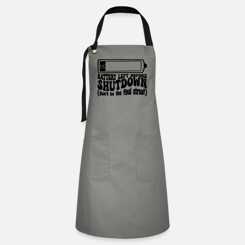 One percent battery before the shutdown - Artisan Apron - grey/black