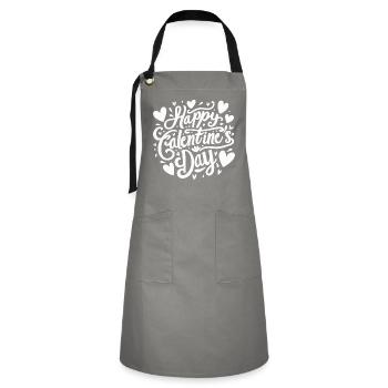 Alles Gute zum Galentine's Day - Kontrastschürze - Grau/Schwarz - Vorne - Zoe (177cm)