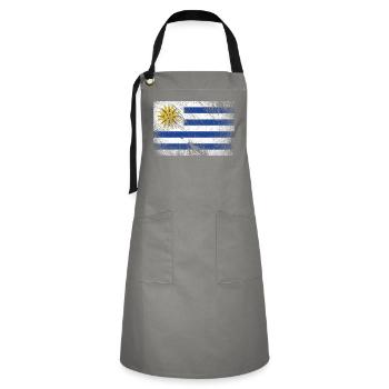 Uruguay Flagge - Vintage Grunge - Kontrastschürze - Grau/Schwarz - Vorne - Zoe (177cm)