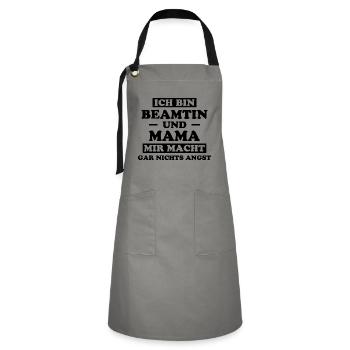 Beamtin Spruch Verbeamtung Büro Beamtin Geschenk - Kontrastschürze - Grau/Schwarz - Vorne - Zoe (177cm)