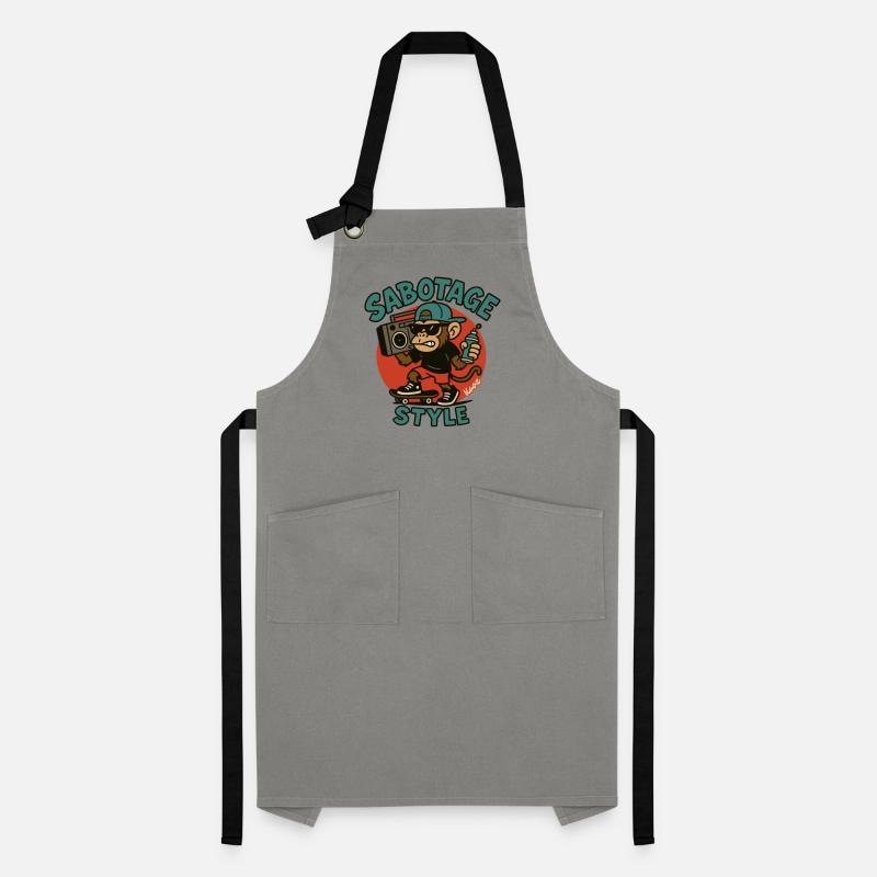 Cool Monkey with Skateboard and Spray Can Style Artisan Apron