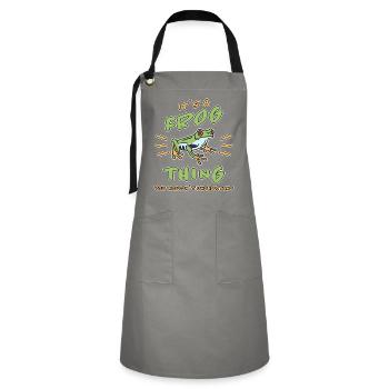 Frosch Lustiger Spruch Frösche Amphibien Geschenk - Kontrastschürze - Grau/Schwarz - Vorne - Zoe (177cm)