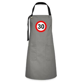 Verkehrsschild Geschwindigkeit Grenze 30 - Kontrastschürze - Grau/Schwarz - Vorne - Zoe (177cm)