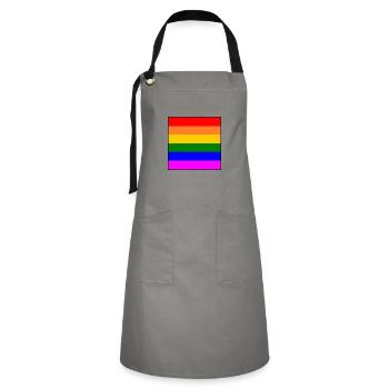 Regenbogen - Kontrastschürze - Grau/Schwarz - Vorne - Zoe (177cm)