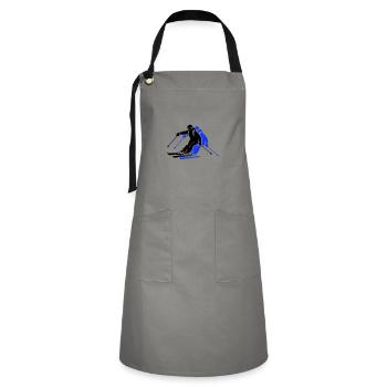 Ski Fahren Skiing Mann Symbol - Kontrastschürze - Grau/Schwarz - Vorne - Zoe (177cm)
