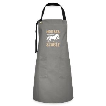 Horses keep me stable - Artisan Apron - grey/black - Front - Zoe (177cm)
