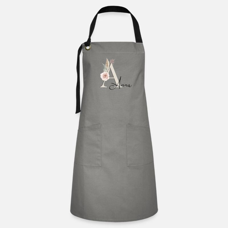 Anna! Name Boho - Artisan Apron - grey/black