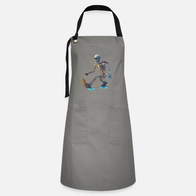 Skeleton Skateboarder - Artisan Apron - grey/black