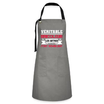 Veritable Bricoleur Cadeau Homme Humour - Tablier contrasté - gris/noir - Devant - Zoe (177cm)